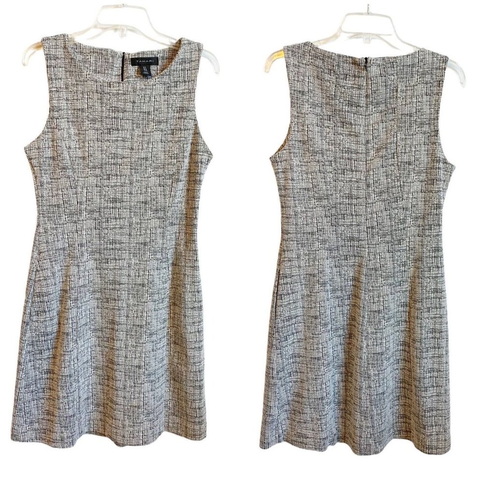 Tahari Black Label Womens Gray Sleeveless Side Pocket Dress Size 8